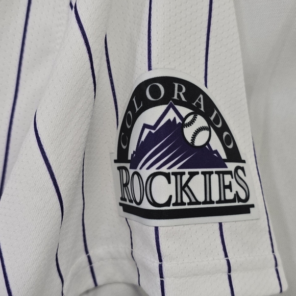 Nike Jersey men M Kris Bryant Colorado Rockies jersey white striped MLB Limited - Picture 8 of 9